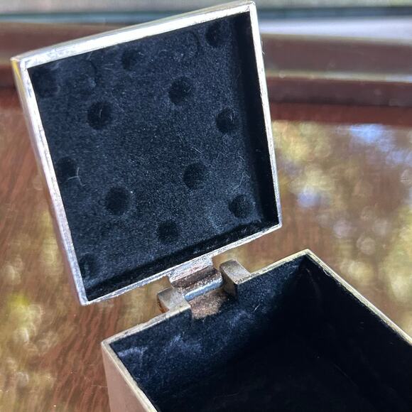 Vintage Silver Plated Rhinestone Studded Trinket Box – 2” Square Jewelry Box - Picture 4 of 13